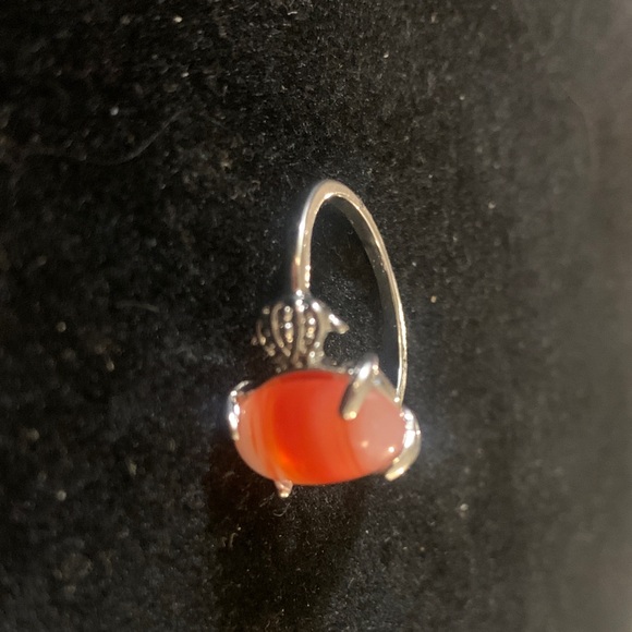 Elegant Silver and Orange Gemstone Ring Bogo - Picture 2 of 2